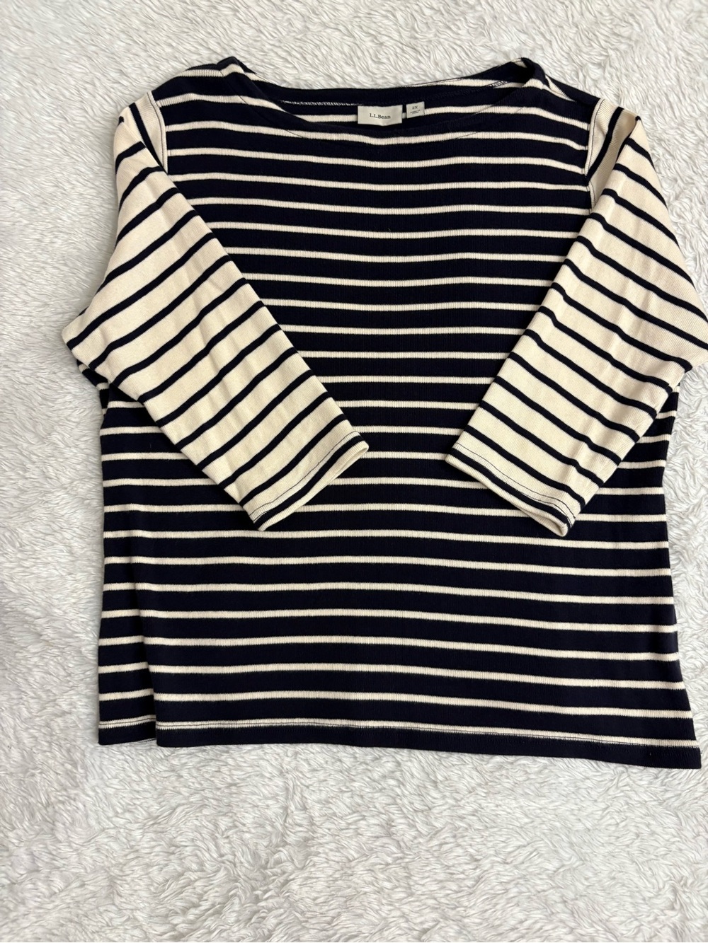 LL BEAN Black And White Strips 3/4
Sleeve Knit Seater 2XL Preppy
Cotton